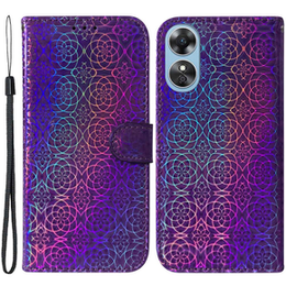 Θήκη με πτερύγιο για Oppo A17, Wallet mandala, μωβ