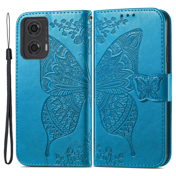 Θήκη με πτερύγιο για Motorola Moto G24 / G24 Power / G04, Butterfly, μπλε