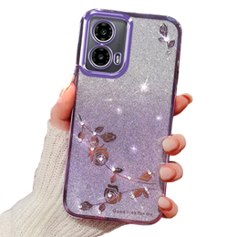 Θήκη για Motorola Moto G24 / G24 Power / G04, Glitter Flower, μωβ
