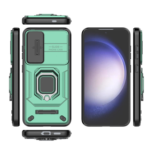 Θήκη για Samsung Galaxy S24, KickStand Camera Lens, πράσινη