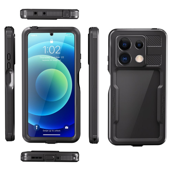 Αδιάβροχη θήκη IP68 για Xiaomi Redmi Note 13 5G, Redpepper, μαύρη