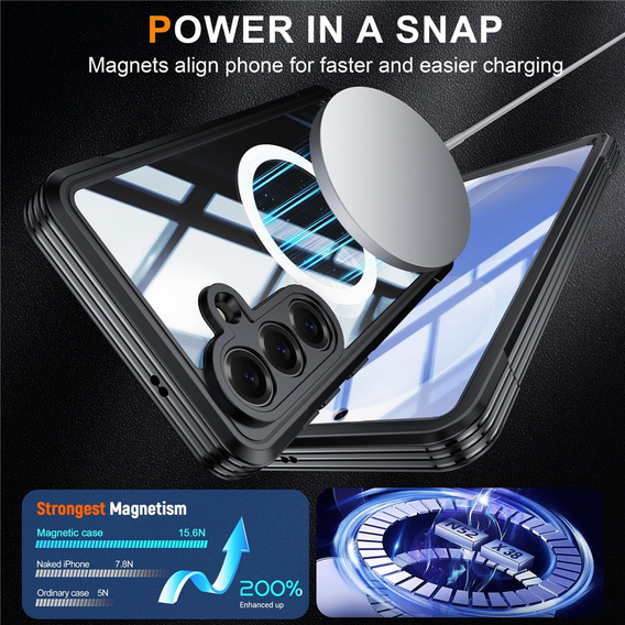 Θήκη Shockproof με γυαλί, για MagSafe για Samsung Galaxy S26 Plus, μαύρη