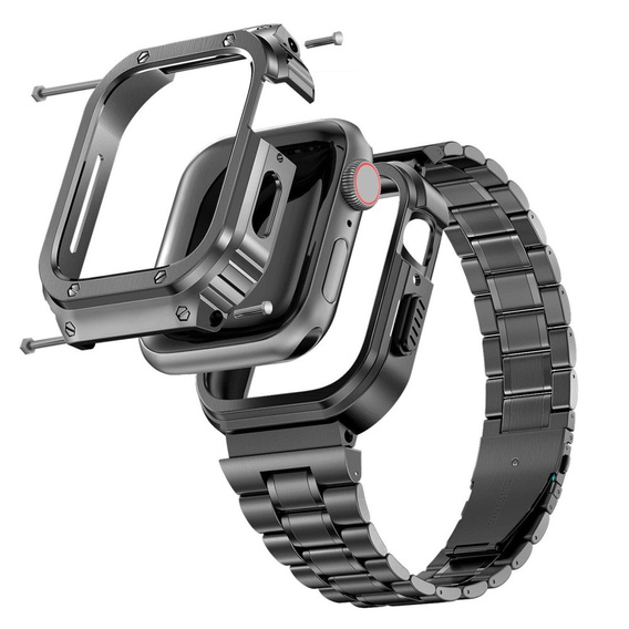 Ατσάλινο βραχιόλι με θήκη για Apple Watch 7/8/9 45MM, Γκρι