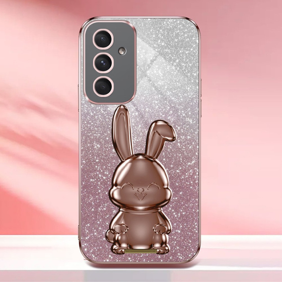 Θήκη για Samsung Galaxy A54 5G, Glitter Rabbit, με συρόμενη βάση στήριξης, ροζ