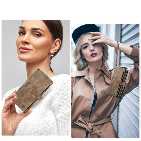 Η θήκη CASEME για Samsung Galaxy A56 5G, Leather Wallet Cash and Card Slots, με λουράκι, καφέ 