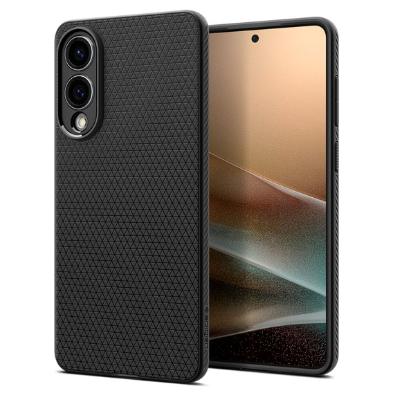 θήκη Spigen για Samsung Galaxy S25 Edge, Liquid Air, μαύρη + μετριασμένο γυαλί 9H