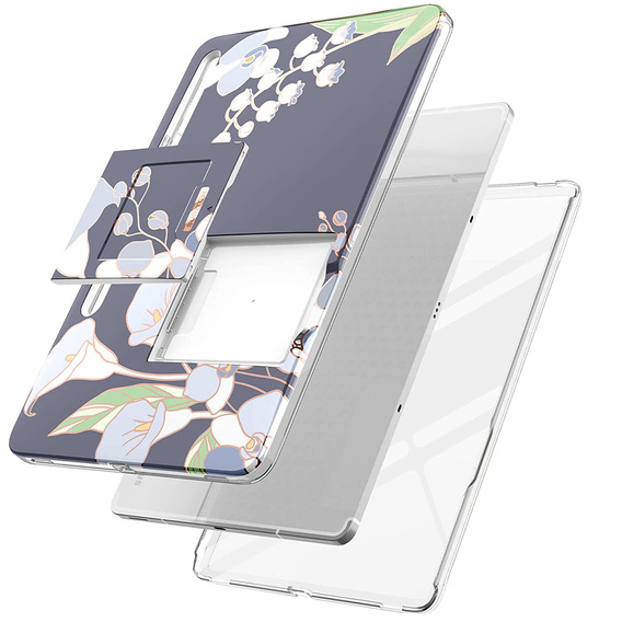 Θήκη για Samsung Galaxy Tab S7 FE, Suritch Full Body Flowers, γκρι