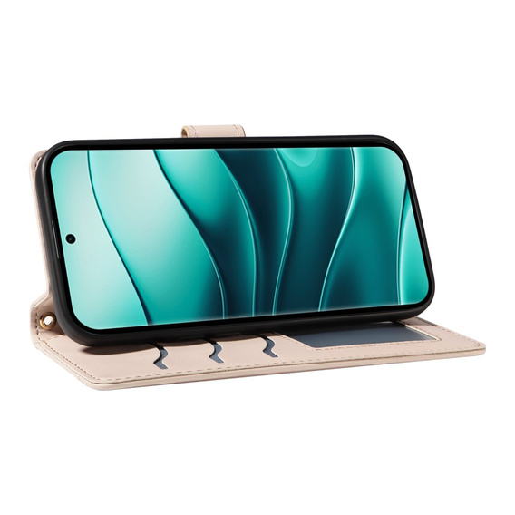 θήκη πτερύγιο για Xiaomi Redmi Note 14 Pro 5G / Xiaomi Redmi Note 14 Pro+ 5G / Xiaomi Poco X7 5G, Rhombus Crossbody Leather, μπεζ