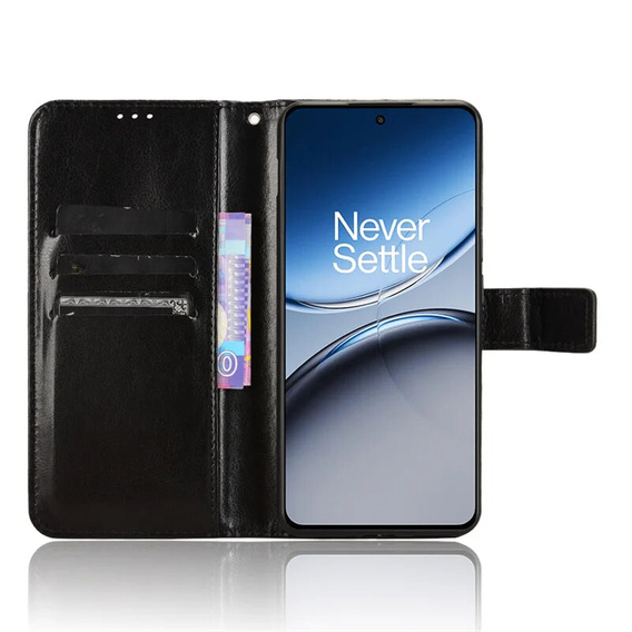 Θήκη με πτερύγιο για OnePlus Nord 4, Crazy Horse Wallet, μαύρη