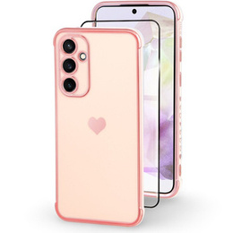 Θήκη για Samsung Galaxy A35 5G, Electro heart, ροζ rose gold + Full Glue Ceramic Glass