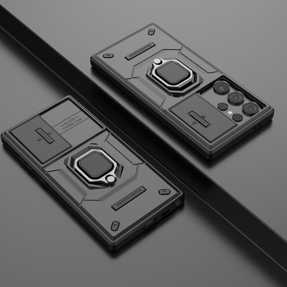 Θήκη για Samsung Galaxy S24 Ultra, KickStand Camera Lens, μαύρη