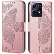 Θήκη με πτερύγιο για Infinix Note 40 Pro, Butterfly, ροζ rose gold