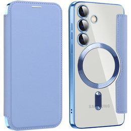 Θήκη με πτερύγιο για Samsung Galaxy S24, RFID Wallet MagSafe CamShield, μπλε