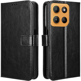 Θήκη με πτερύγιο για Motorola Moto G15 / Motorola Moto G15 Power, Crazy Horse Wallet, μαύρη