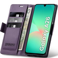 Θήκη για Samsung Galaxy A26, ERBORD Glossy Litchi, πορτοφόλι με πτερύγιο, μωβ