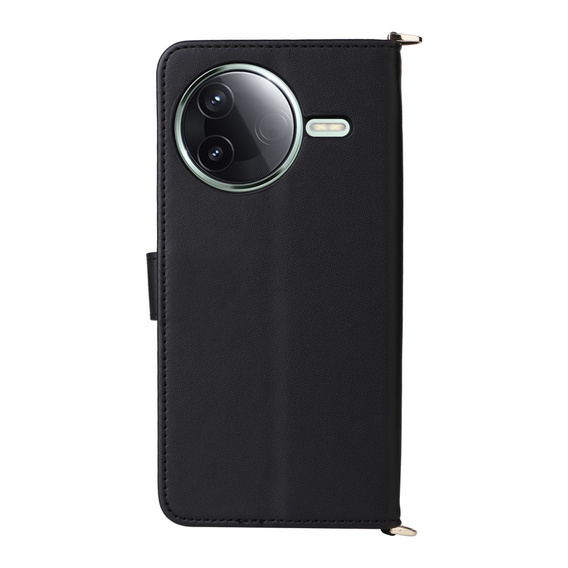 Θήκη με πτερύγιο για Xiaomi Poco F7 Pro, Crossbody Leather Wallet, μαύρη