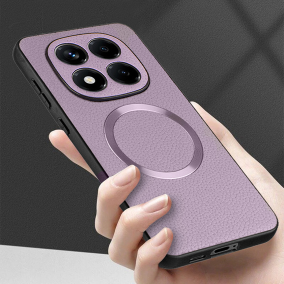 Θήκη για Xiaomi Redmi Note 14 Pro 5G, Leather Hybrid MagSafe, μωβ
