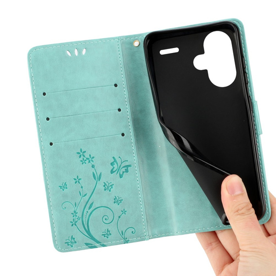 Θήκη με πτερύγιο για Xiaomi Redmi Note 13 Pro+, Butterfly, γαλάζια