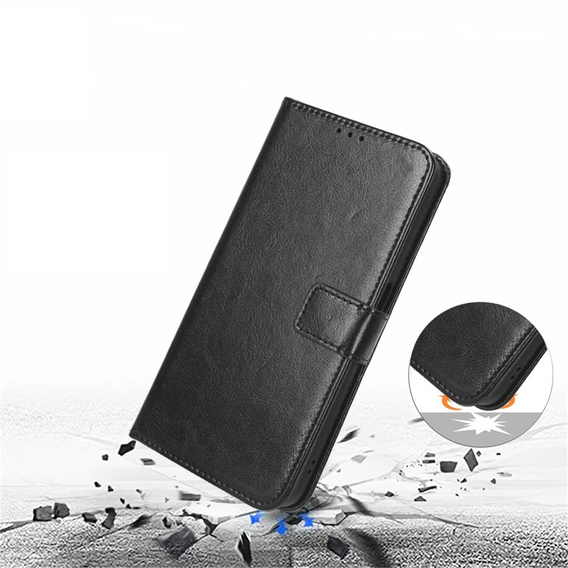 Θήκη με πτερύγιο για Samsung Galaxy M15 5G, Crazy Horse Wallet, μαύρη