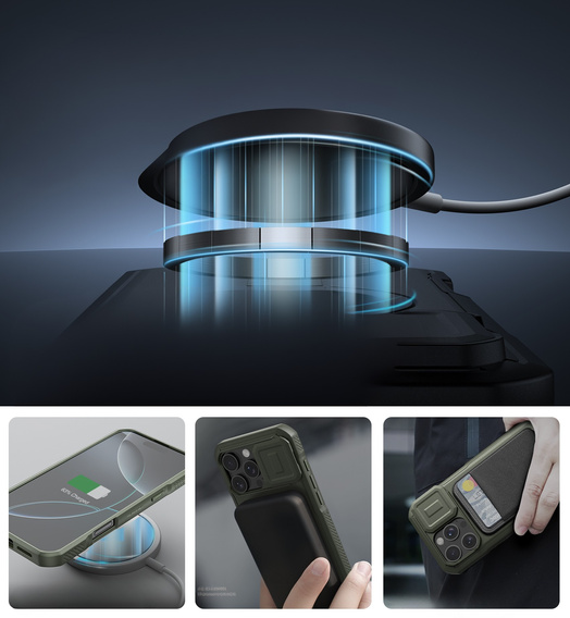 Θωρακισμένη θήκη για iPhone 16 Pro Max, Dexnor CamProtect MagSafe, πράσινη