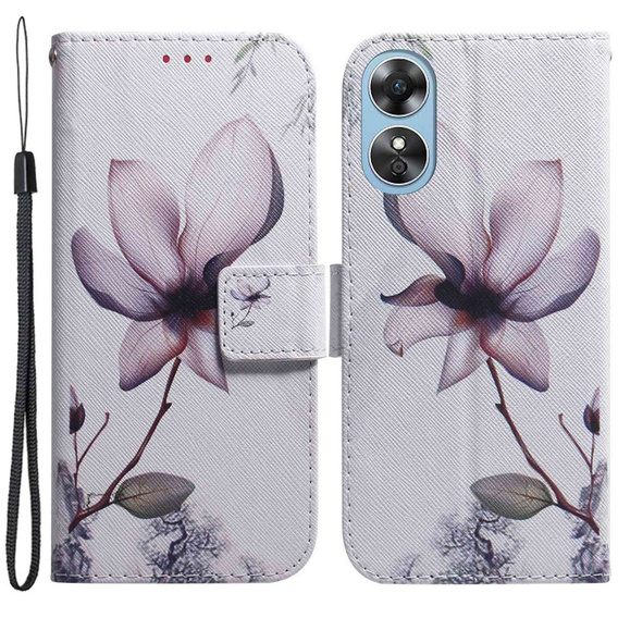 Θήκη με πτερύγιο για Oppo A17, Wallet, kwiat, λευκή