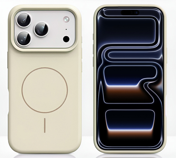 Θήκη σιλικόνης για iPhone 17 Pro, για MagSafe, αντικραδασμική, μπεζ