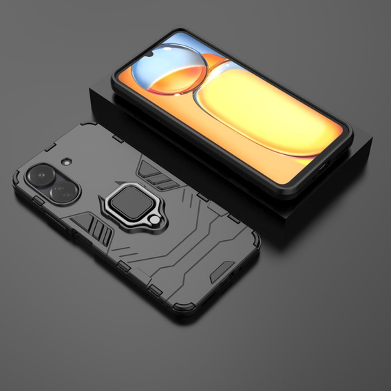 Θήκη για Xiaomi Redmi 13C / Poco C65, Kickstand Ring, μαύρη