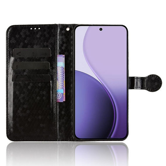 Θήκη πτερύγιο για Oppo Reno 14, πορτοφόλι Rhombus, μαύρο