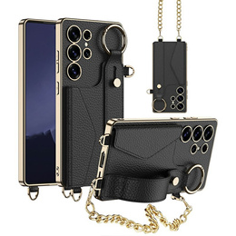 Θήκη για Samsung Galaxy S25 Ultra, GKK Leather, μαύρη