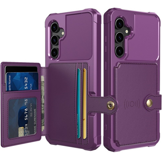 Θήκη για Samsung Galaxy S23 FE, Card Holder Kickstand, μωβ