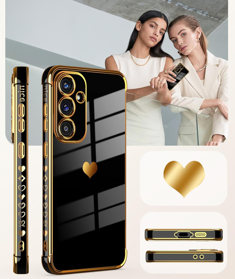 Η θήκη για το Samsung Galaxy A56, Electro heart, μαύρη + γυαλί 9H