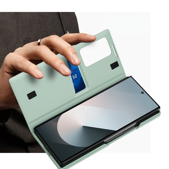 Αναδιπλούμενη θήκη για Samsung Z Fold5 5G, Smart View Wallet, πράσινη