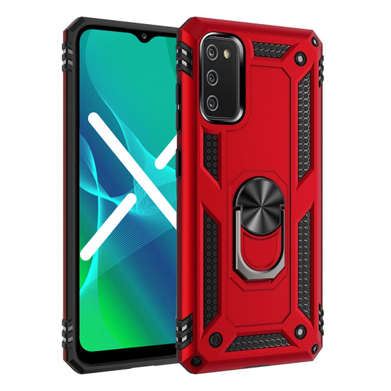 θωρακισμένη θήκη για Samsung Galaxy A03s, Nox Case Ring, κόκκινη