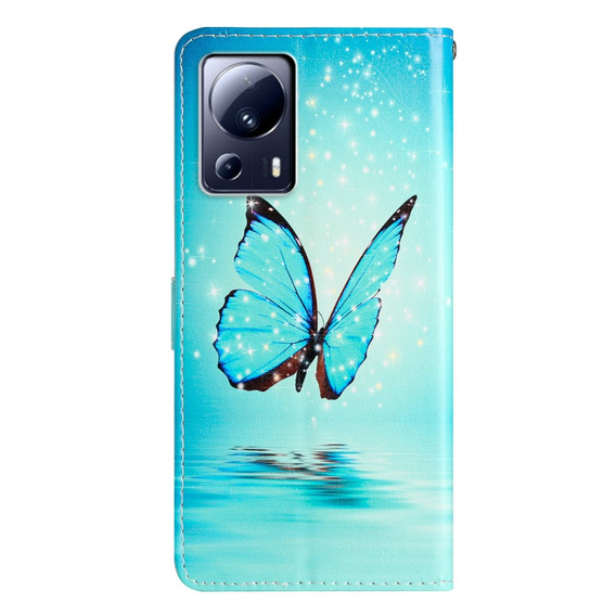 Θήκη με πτερύγιο για Xiaomi 13 Lite, Wallet, butterfly, μπλε