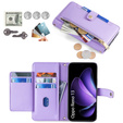 Θήκη με πτερύγιο για Oppo Reno 13, Wallet Zipper Pocket, μωβ