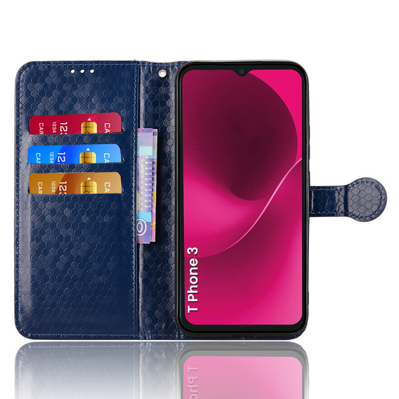θήκη πτερύγιο για T Phone 3 5G, Wallet Rhombus, μπλε