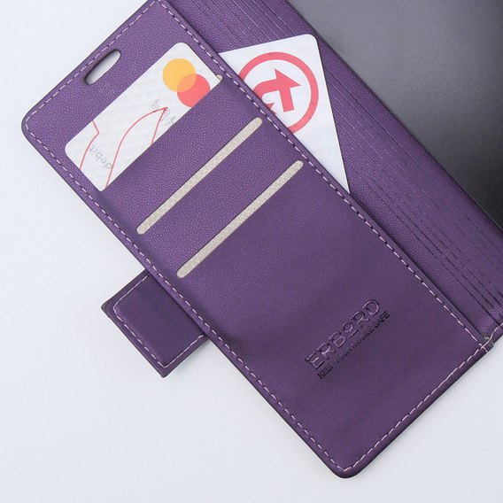 Θήκη για Samsung Galaxy Z Fold 5 5G, ERBORD Glossy Litchi, πορτοφόλι με πτερύγιο, μωβ