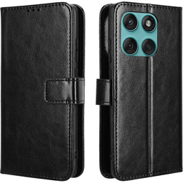 Θήκη με πτερύγιο για Motorola Edge 60 / 60 Fusion, Crazy Horse Wallet, μαύρη