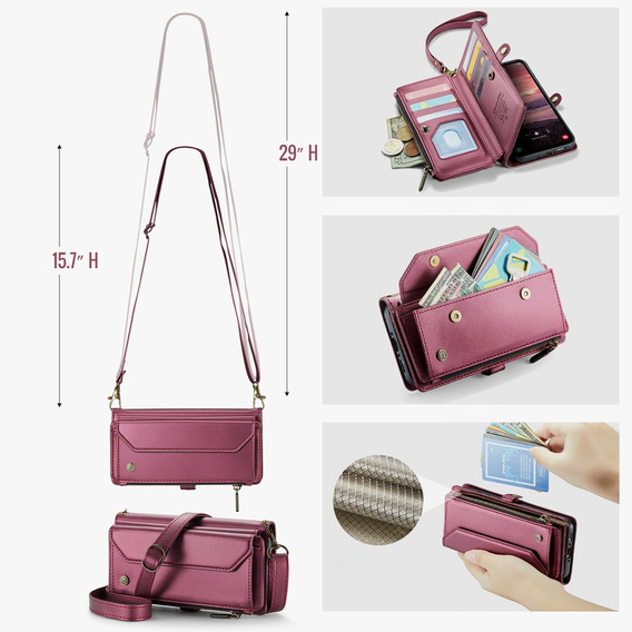 Θήκη με πτερύγιο για Samsung Galaxy A17 5G, θήκη πορτοφολιού με κλειδαριά και ιμάντες - κόκκινο