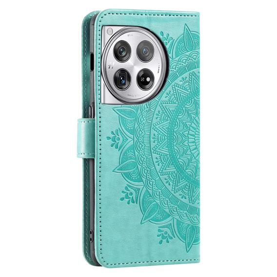 Θήκη με πτερύγιο για OnePlus 12 5G, Mandala, πράσινη