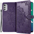 Θήκη με πτερύγιο για Motorola Moto E32 4G, Mandala, μωβ