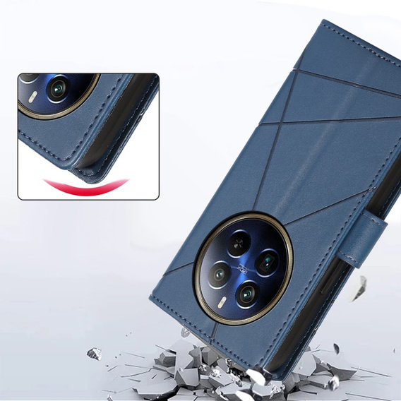 Θήκη με πτερύγιο για Realme 12 Pro 5G / 12 Pro+ 5G, Leather Line Wallet, μπλε