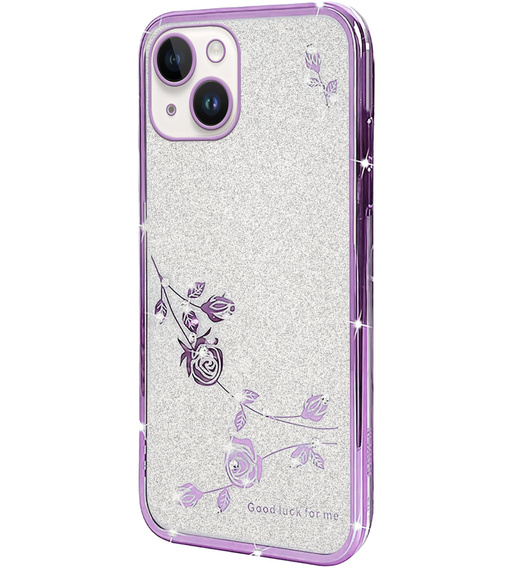 Θήκη για iPhone 14 Plus, Glitter Flower, μωβ