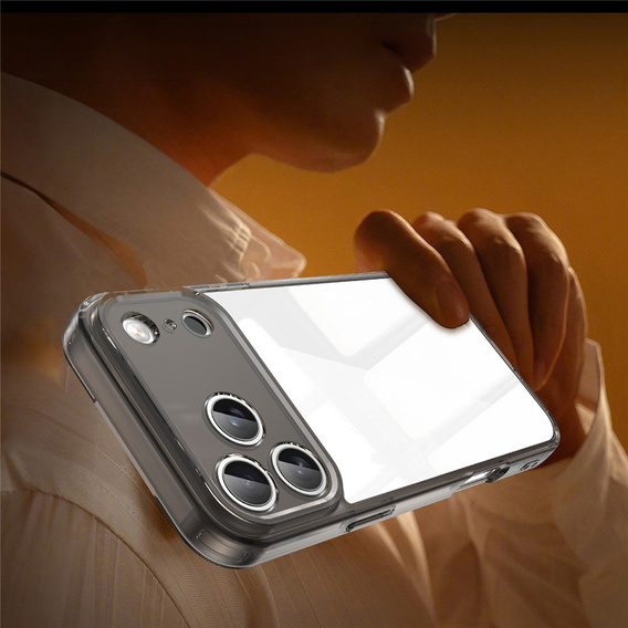 Θήκη σιλικόνης για iPhone 17 Pro Max, με σκληρό πίσω μέρος, μαύρο χρώμα