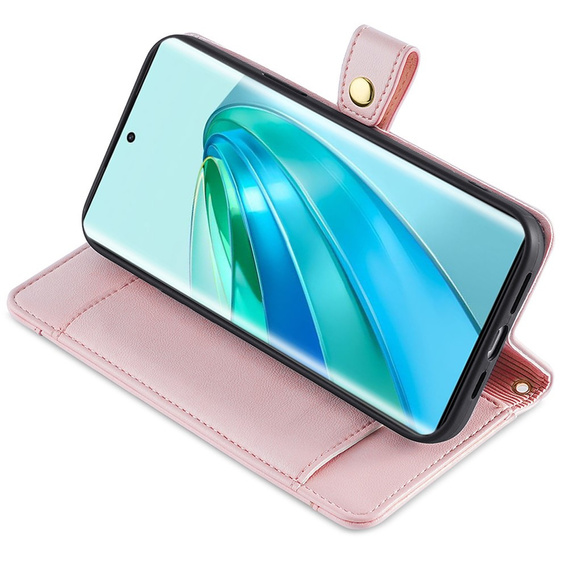 Θήκη με πτερύγιο για Honor Magic5 Lite, Wallet Zipper Pocket, ροζ