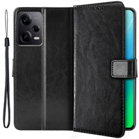 Θήκη με πτερύγιο για Xiaomi Redmi Note 12 Pro+ 5G, Crazy Horse Wallet, μαύρη