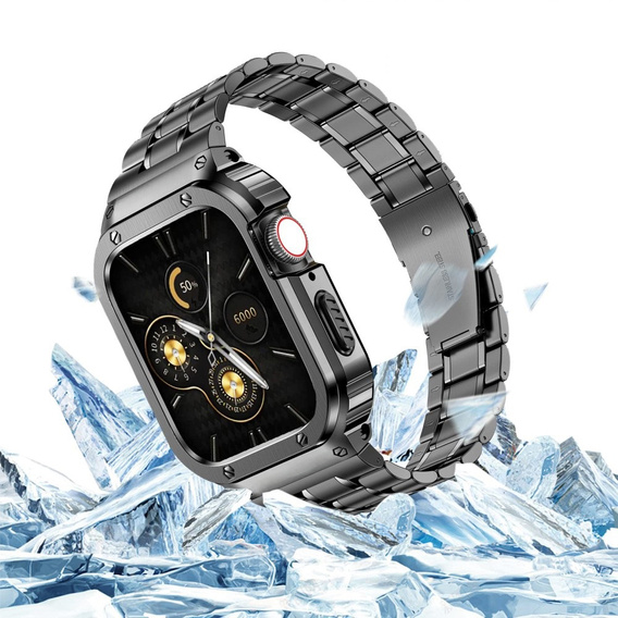 Ατσάλινο βραχιόλι με θήκη για Apple Watch 7/8/9 45MM, Γκρι