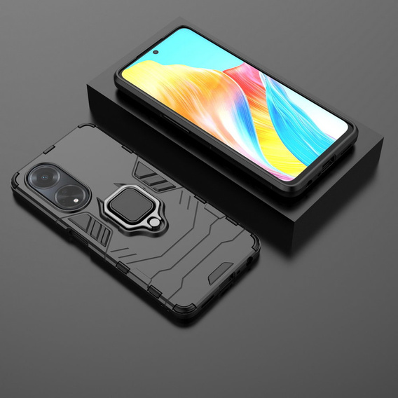 Θήκη για Oppo A98 5G, Kickstand Ring, μαύρη