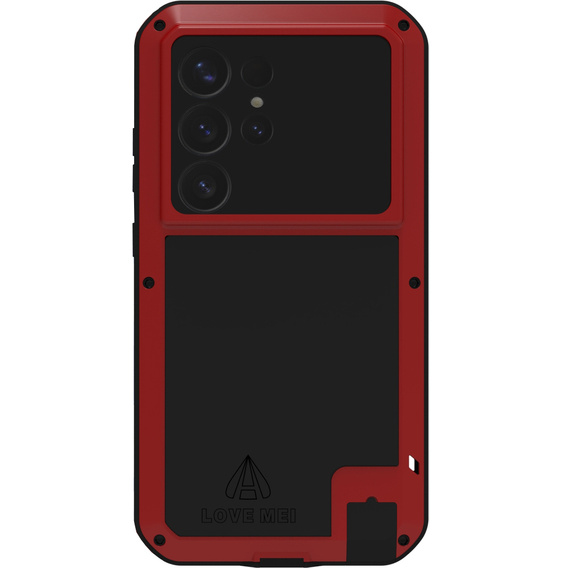 Love Mei Θήκη για Samsung Galaxy S25 Ultra, armored with glass, κόκκινη