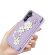 θήκη για Samsung Galaxy A55 5G, Leather Flower Card Slot, μωβ